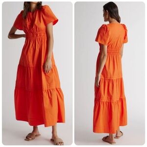 NWOT Quince 100% Organic Cotton Poplin Tiered Maxi Dress Sz XS